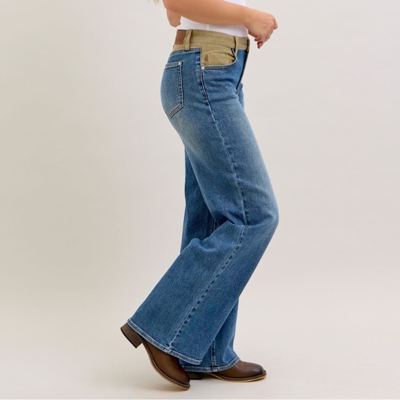 NEW🎉Judy Blue MR Column Straight Jeans with Corduroy Waist - Picture 5 of 11